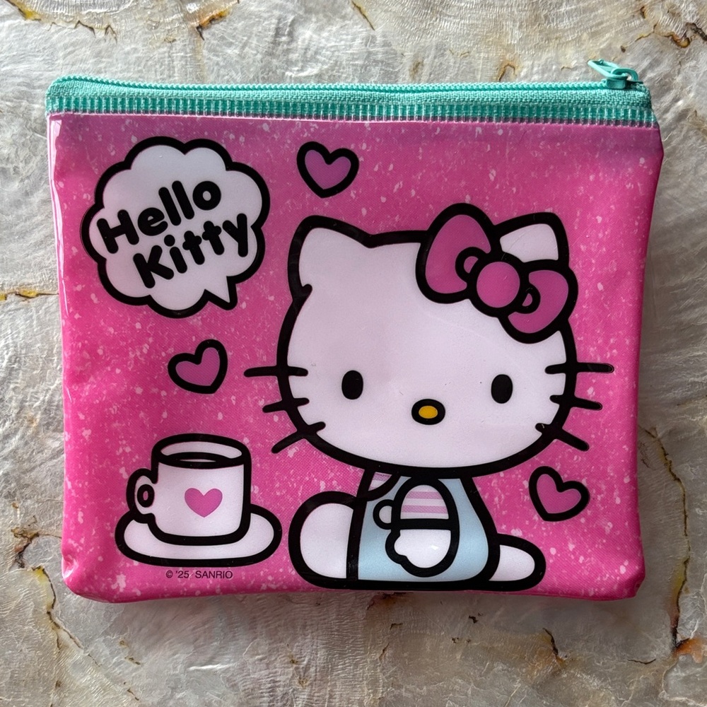 Sanrio Hello Kitty Pink Pouch with Teal Zipper